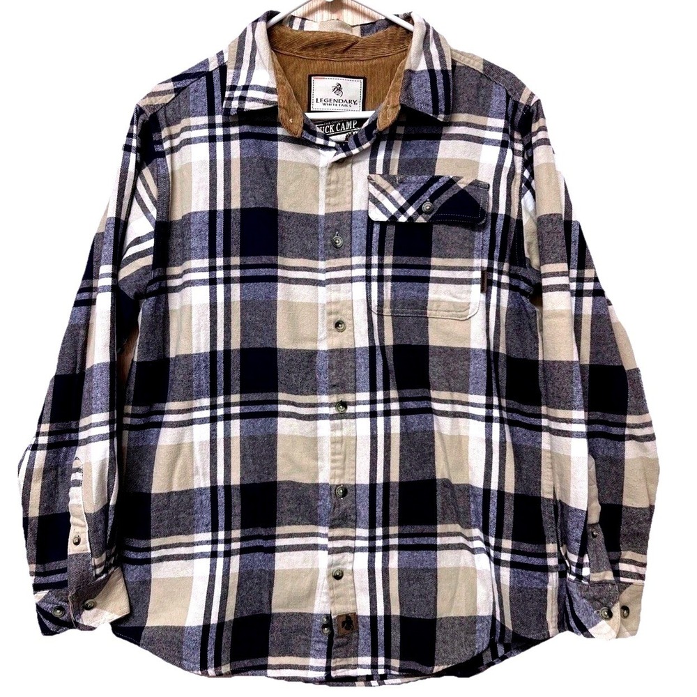 Legendary Whitetails Buck Camp Flannel Shirt Mens Med‎ Plaid Corduroy